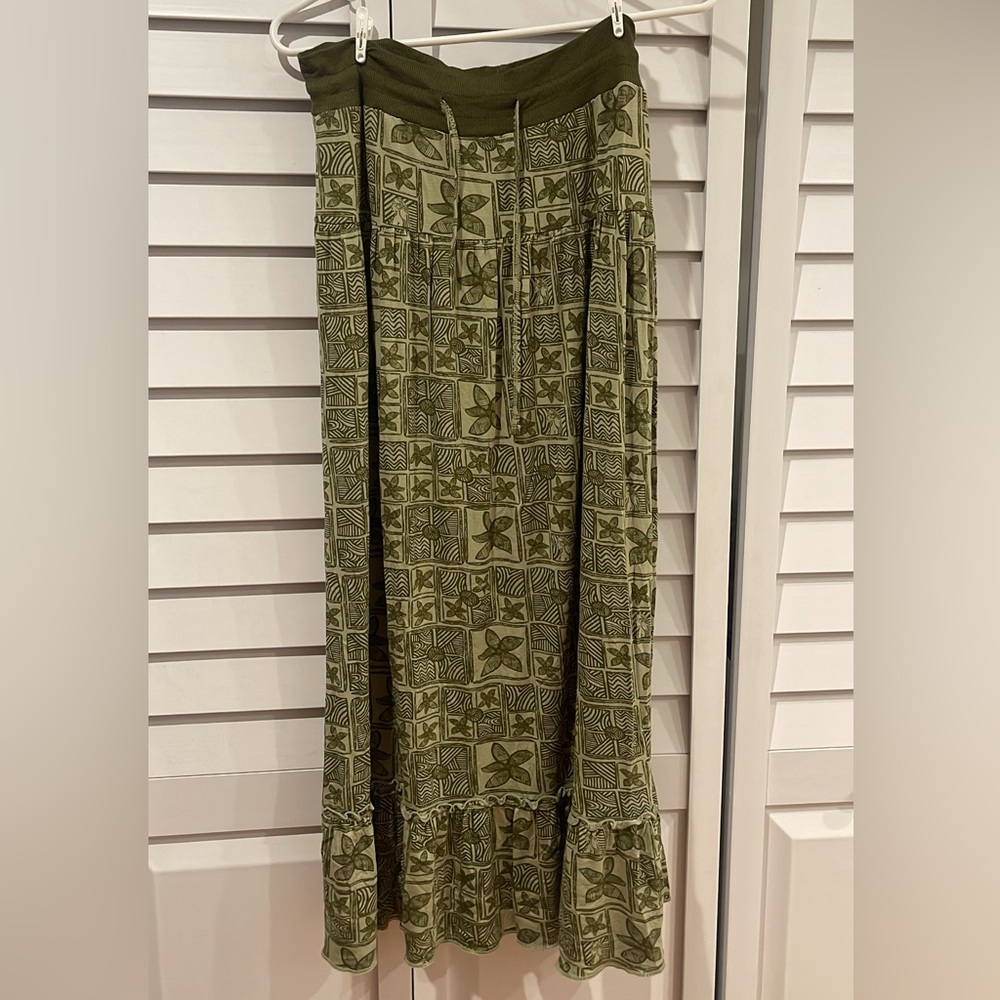 Hinano Tahiti Olive Green Maxi Skirt